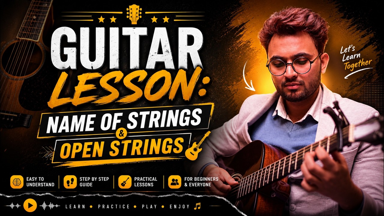 Guitar Lesson 2: Name Of Strings & Open Strings | Vikram Sharma | Asli Melody — Rhythm Music Academy