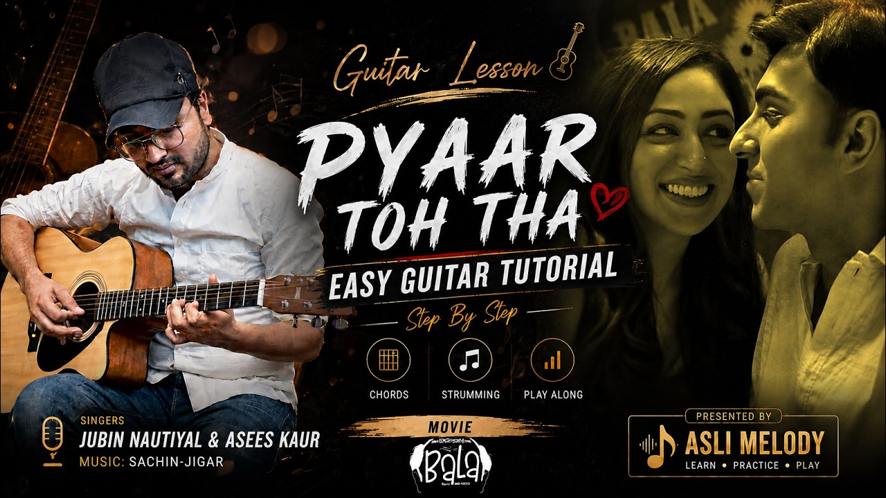Pyaar toh tha | Bala | Finger style | Guitar Lesson for Beginners | Open Easy Guitar Chords — Rhythm Music Academy