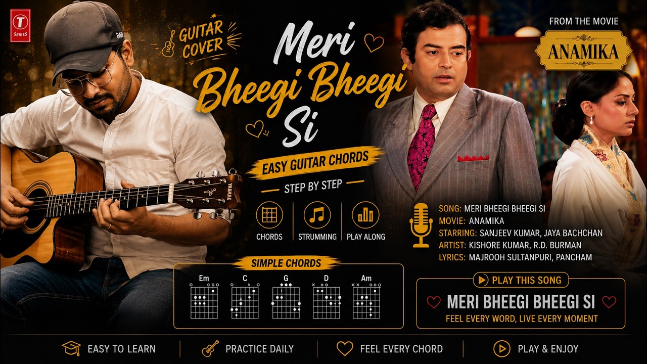 Meri Bheegi Bheegi Si Guitar Chords | मेरी भीगी भीगी सी | Kishore Kumar | Guitar Lesson — Rhythm Music Academy